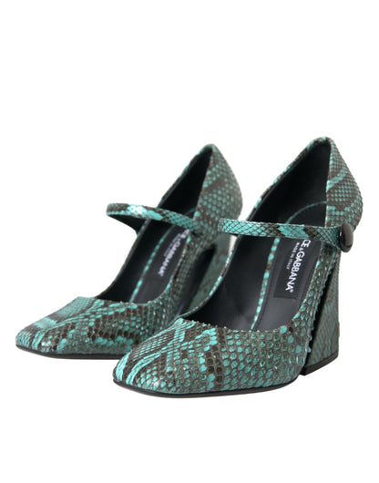 Dolce &amp; Gabbana – Mary-Jane-Pumps aus Pythonleder in Aquamarin