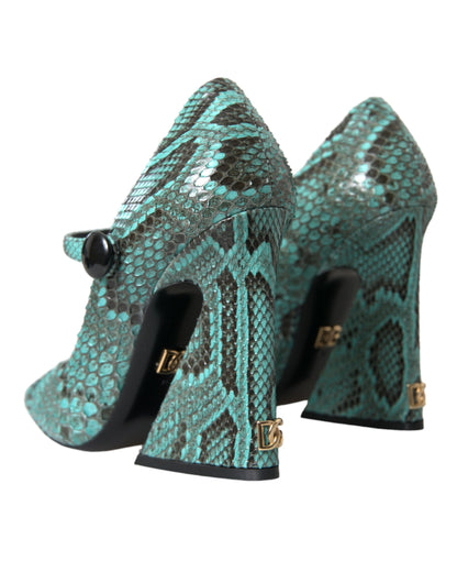Dolce &amp; Gabbana – Mary-Jane-Pumps aus Pythonleder in Aquamarin