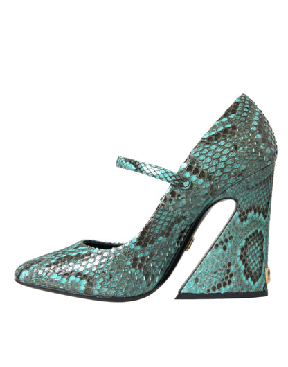 Dolce &amp; Gabbana – Mary-Jane-Pumps aus Pythonleder in Aquamarin