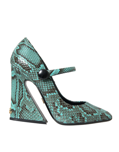 Dolce &amp; Gabbana – Mary-Jane-Pumps aus Pythonleder in Aquamarin