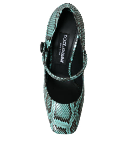 Dolce &amp; Gabbana – Mary-Jane-Pumps aus Pythonleder in Aquamarin