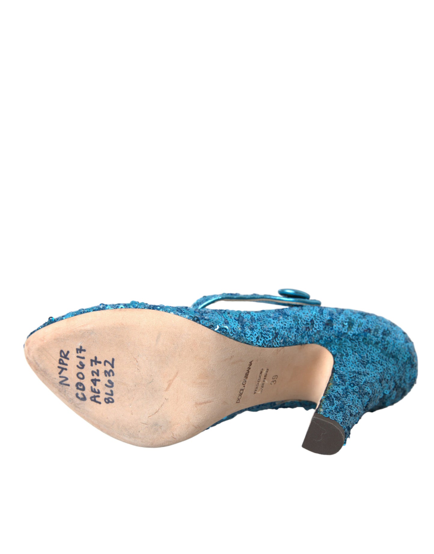 Dolce &amp; Gabbana Blaue Pailletten Mary Jane Pumps High Heels Schuhe