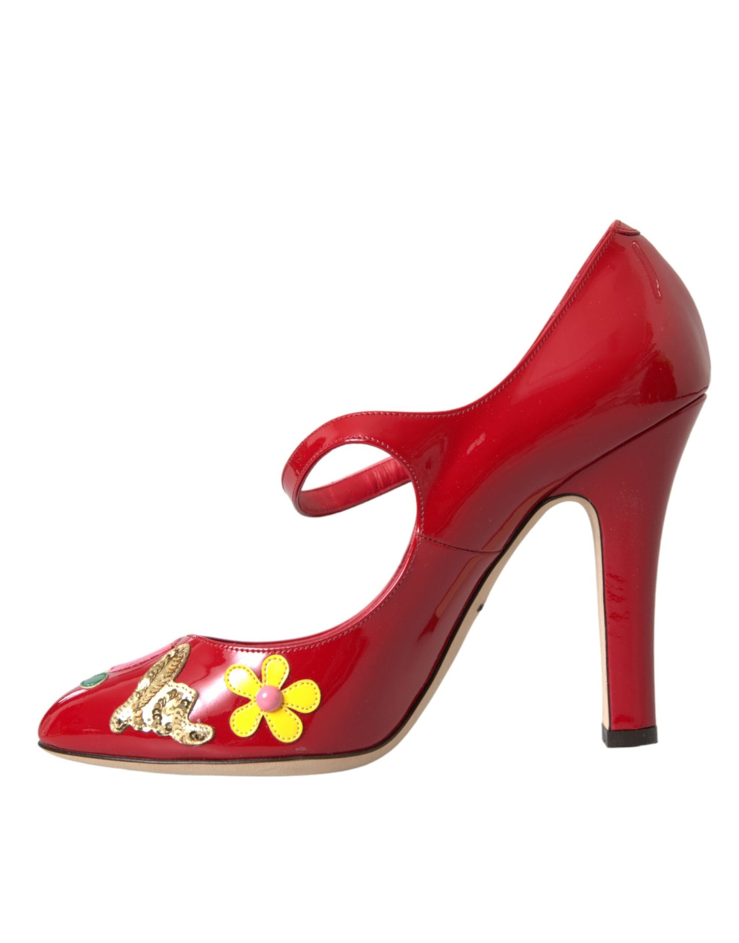 Dolce &amp; Gabbana Rote Mary Jane Pumps mit Lederverzierung