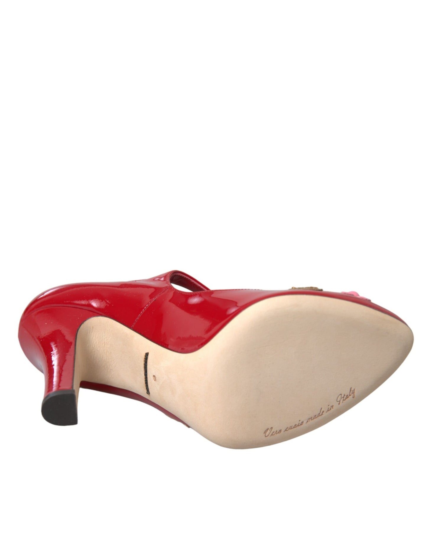 Dolce &amp; Gabbana Rote Mary Jane Pumps mit Lederverzierung
