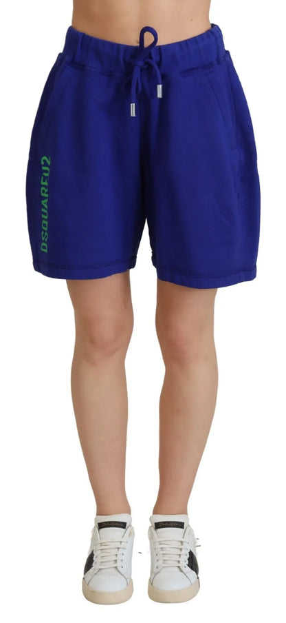 Dsquared² – Blaue Sweatshorts aus Baumwolle mit hohem Bund und Logo