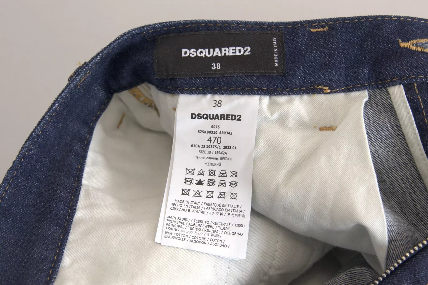 Dsquared² Blaue Cargo-Baggy-Jeans aus Baumwolle mit hoher Taille