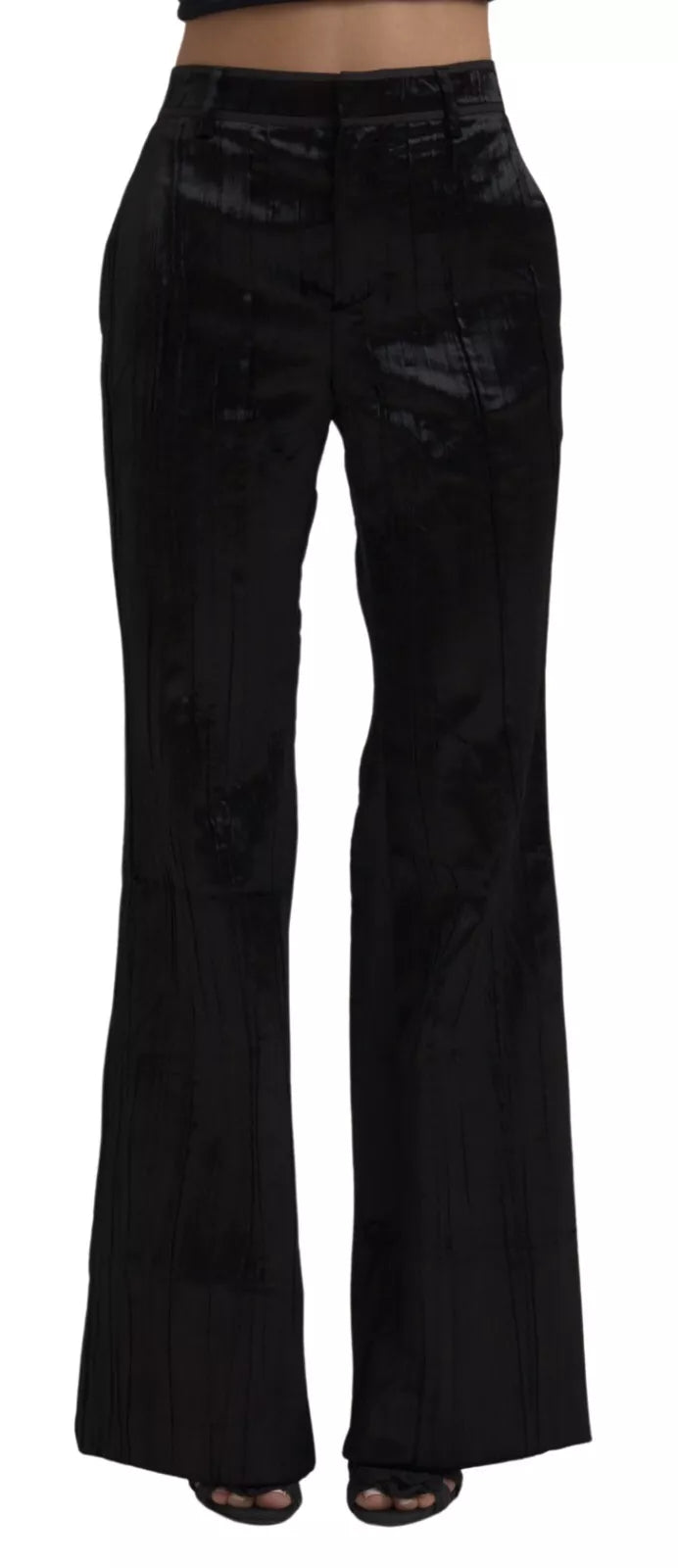 Dsquared² – Super Flare-Hose mit hoher Taille aus schwarzer Viskose