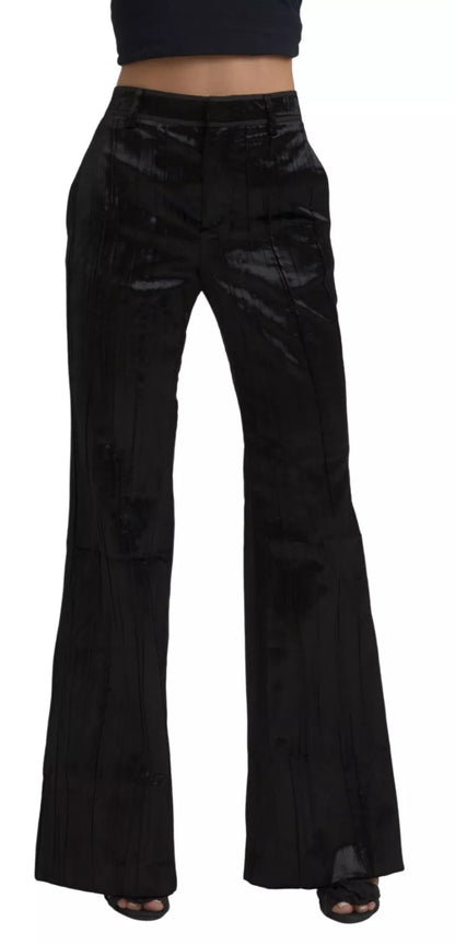 Dsquared² – Super Flare-Hose mit hoher Taille aus schwarzer Viskose