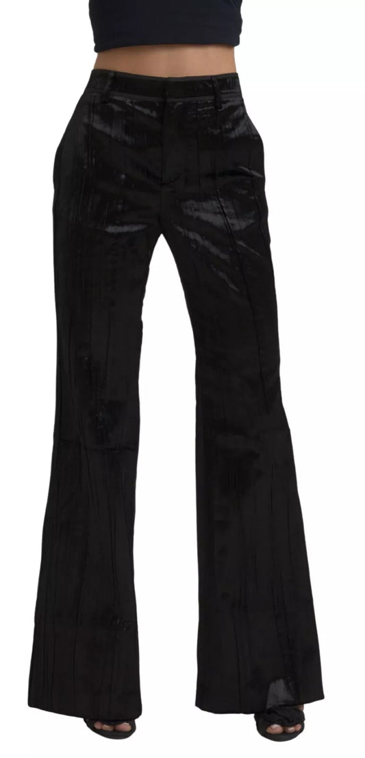 Dsquared² – Super Flare-Hose mit hoher Taille aus schwarzer Viskose