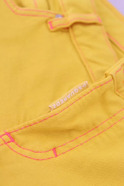 Dsquared² – Niedrig taillierte, verkürzte Jennifer-Jeans aus Baumwolle in Gelb