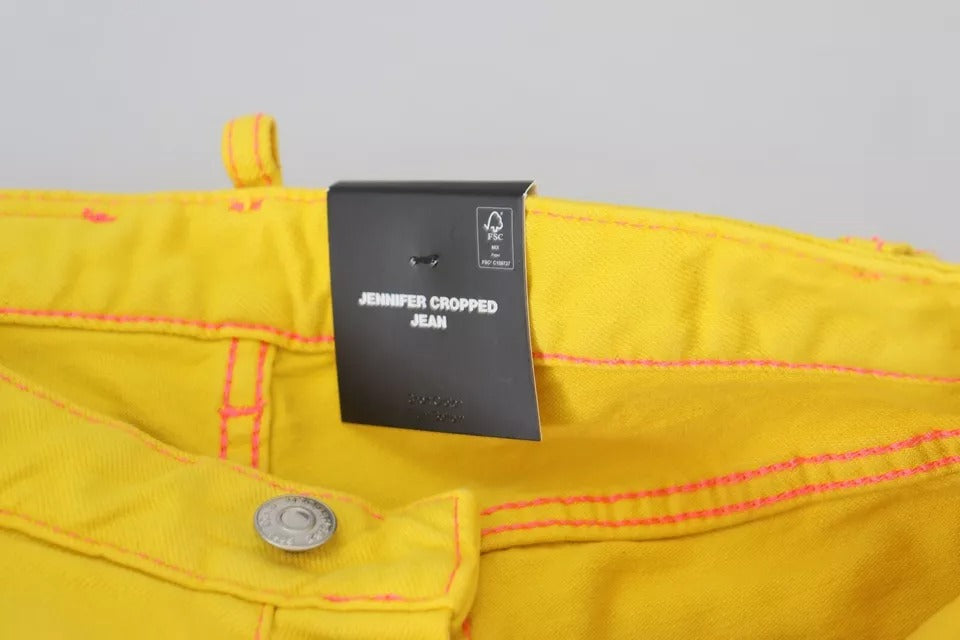 Dsquared² – Niedrig taillierte, verkürzte Jennifer-Jeans aus Baumwolle in Gelb
