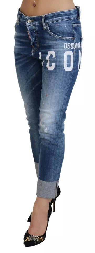 Dsquared² – Icon – Kurze Cool Girl-Jeans in Blau mit niedriger Taille