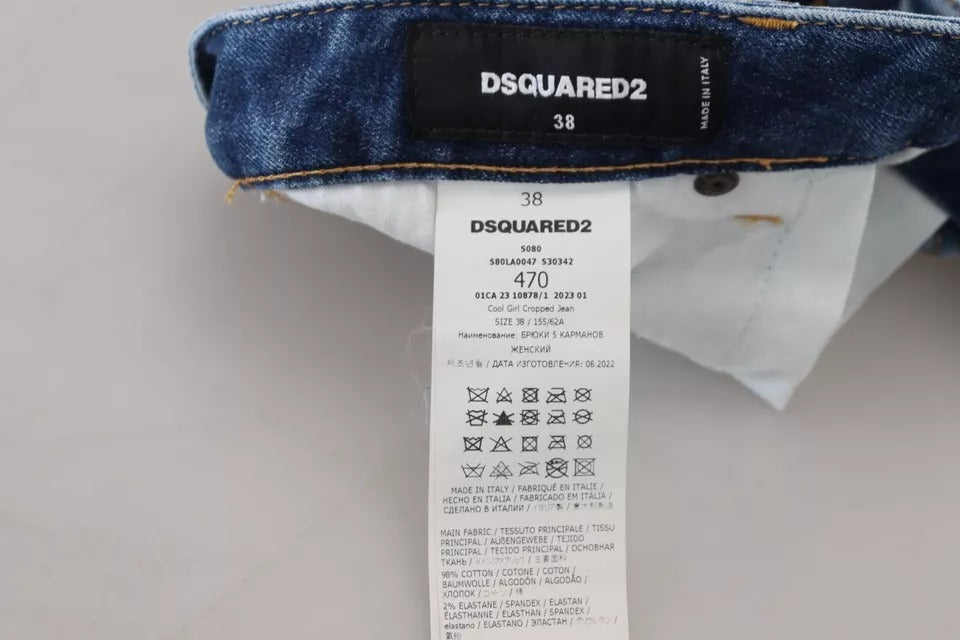 Dsquared² – Icon – Kurze Cool Girl-Jeans in Blau mit niedriger Taille