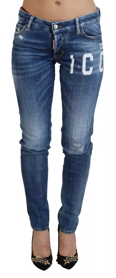 Dsquared² – Icon – Niedrig geschnittene Skinny-Jeans „Jennifer“ aus Denim in Blau