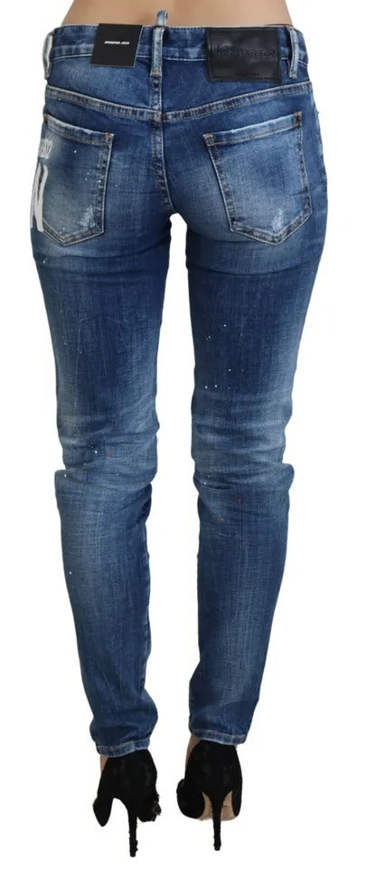 Dsquared² – Icon – Niedrig geschnittene Skinny-Jeans „Jennifer“ aus Denim in Blau