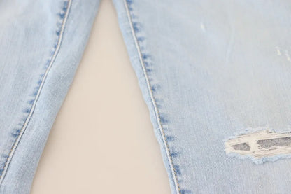 Dsquared² – Blaue, zerfetzte, verkürzte Twiggy-Jeans mit mittlerer Taille