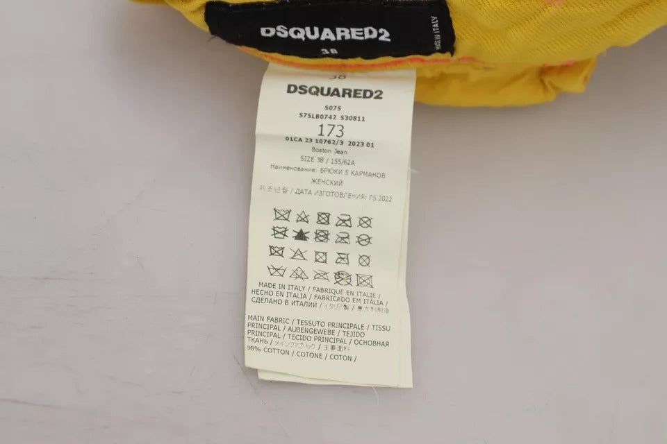 Dsquared² Gelbe Boston-Jeans aus Baumwolle mit hoher Taille und geradem Denim