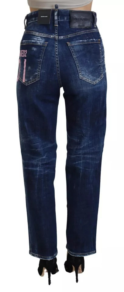 Dsquared² – Blaue Icon – Gerade geschnittene Boston-Jeans aus Denim mit hoher Taille
