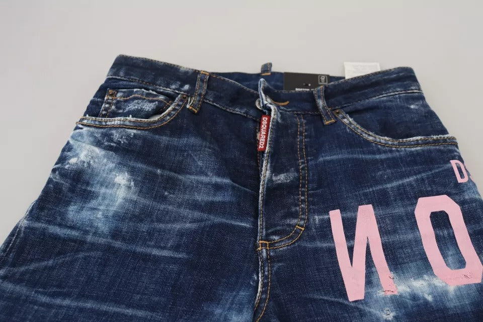 Dsquared² – Blaue Icon – Gerade geschnittene Boston-Jeans aus Denim mit hoher Taille