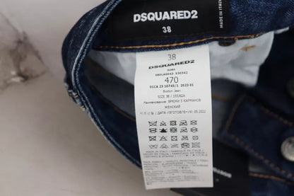 Dsquared² – Blaue Icon – Gerade geschnittene Boston-Jeans aus Denim mit hoher Taille
