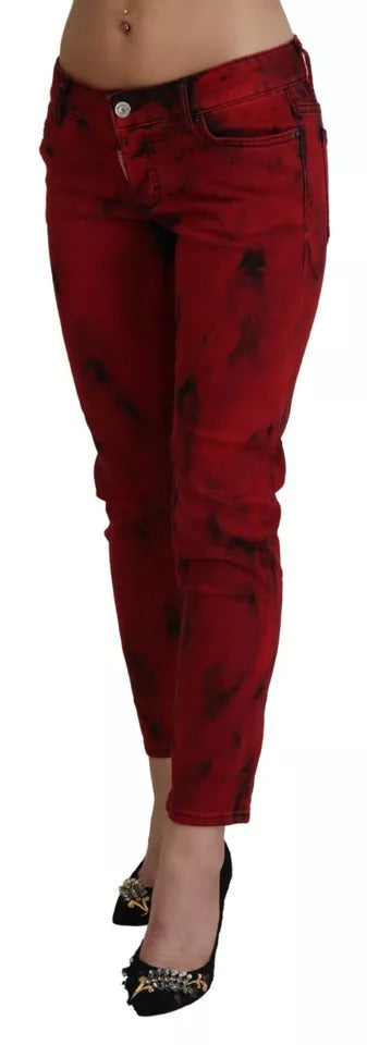Dsquared² Rote Skinny-Hose aus Baumwollstretch mit niedriger Taille