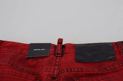 Dsquared² Rote Skinny-Hose aus Baumwollstretch mit niedriger Taille