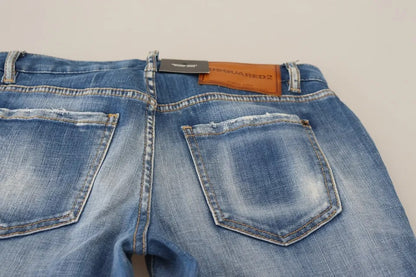 Dsquared² Blaue, verwaschene Jeans aus Baumwolle mit mittlerer Taille