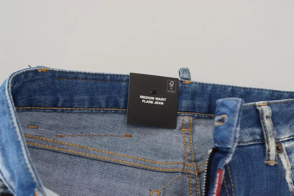 Dsquared² Blaue, verwaschene Jeans aus Baumwolle mit mittlerer Taille