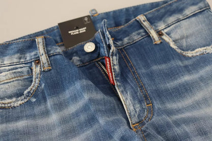 Dsquared² Blaue, verwaschene Jeans aus Baumwolle mit mittlerer Taille