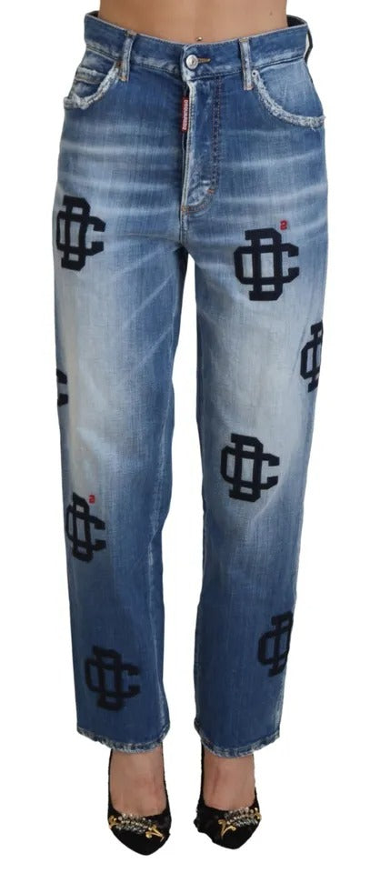 Dsquared² Blau verwaschene Boston-Jeans mit hoher Taille und geradem Denim