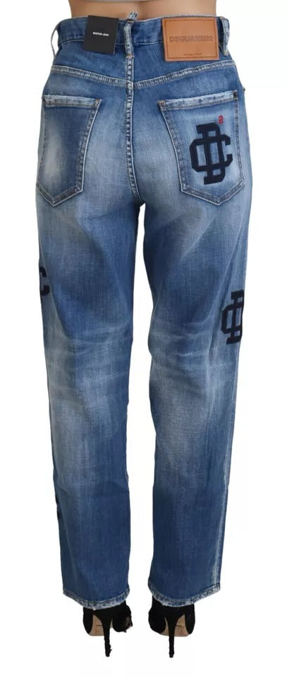 Dsquared² Blau verwaschene Boston-Jeans mit hoher Taille und geradem Denim