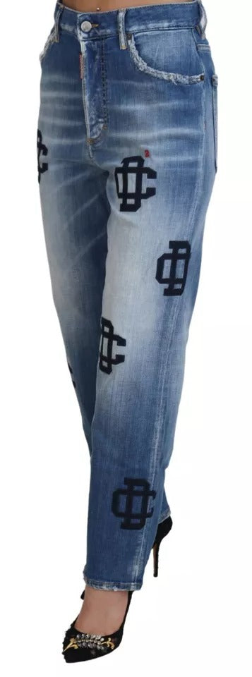 Dsquared² Blau verwaschene Boston-Jeans mit hoher Taille und geradem Denim