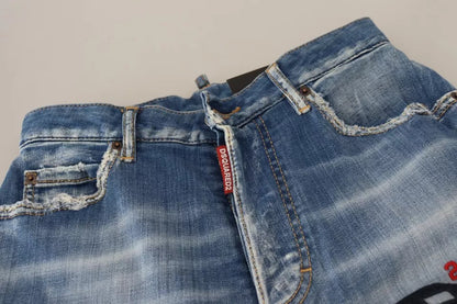 Dsquared² Blau verwaschene Boston-Jeans mit hoher Taille und geradem Denim