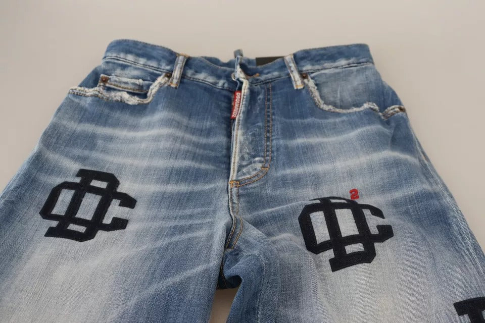 Dsquared² Blau verwaschene Boston-Jeans mit hoher Taille und geradem Denim