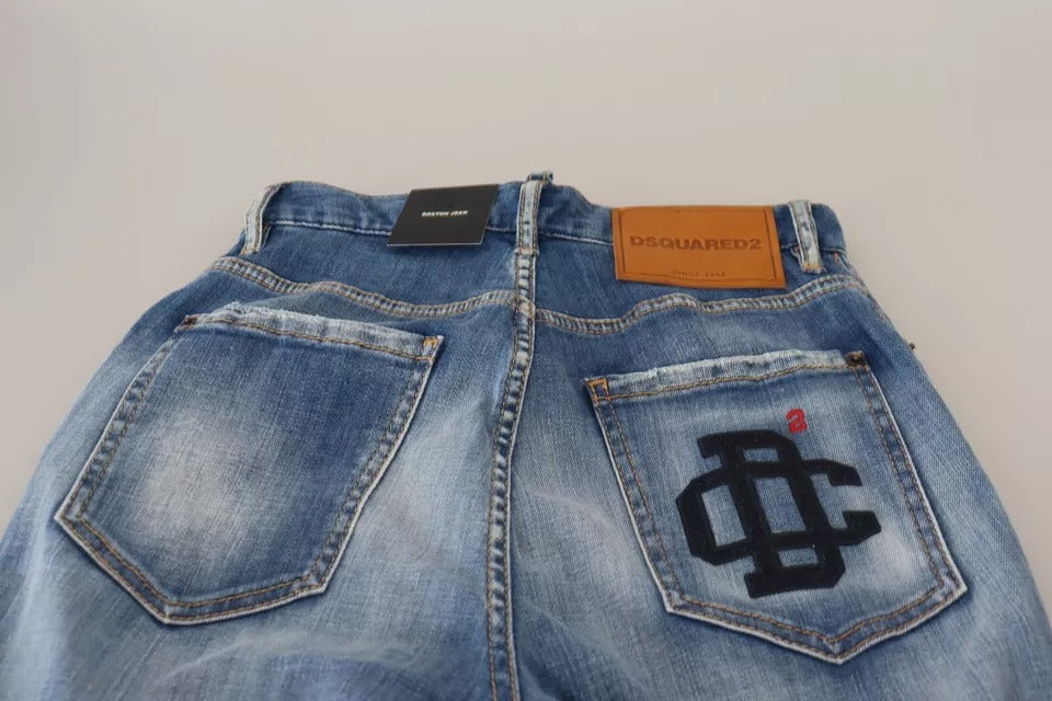 Dsquared² Blau verwaschene Boston-Jeans mit hoher Taille und geradem Denim
