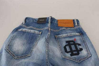 Dsquared² Blau verwaschene Boston-Jeans mit hoher Taille und geradem Denim