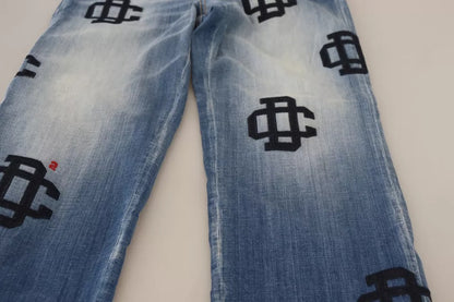 Dsquared² Blau verwaschene Boston-Jeans mit hoher Taille und geradem Denim