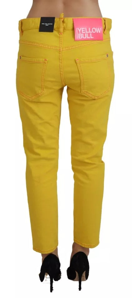 Dsquared² – Cool Girl-Jeans aus Baumwolle mit niedriger Taille und kurzem Schnitt in Gelb