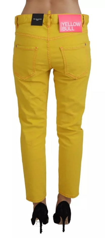 Dsquared² – Cool Girl-Jeans aus Baumwolle mit niedriger Taille und kurzem Schnitt in Gelb