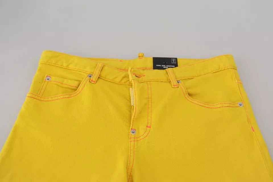 Dsquared² – Cool Girl-Jeans aus Baumwolle mit niedriger Taille und kurzem Schnitt in Gelb