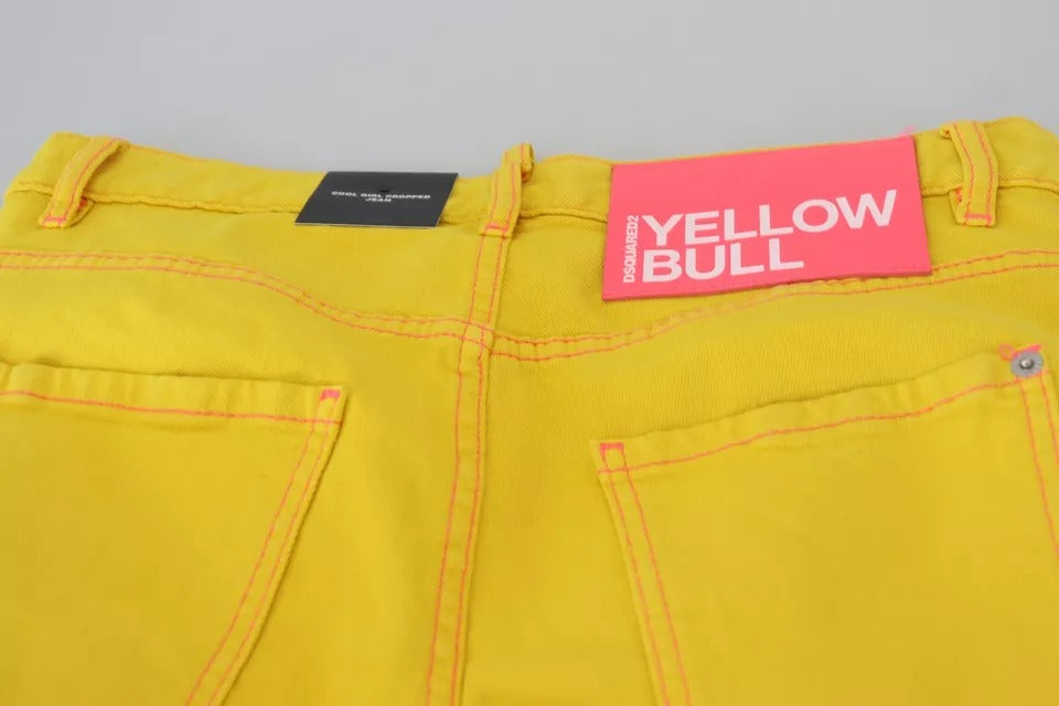 Dsquared² – Cool Girl-Jeans aus Baumwolle mit niedriger Taille und kurzem Schnitt in Gelb