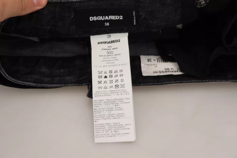 Dsquared² – Schwarzer A-Linien-Jeans-Minirock im Used-Look mit mittelhoher Taille