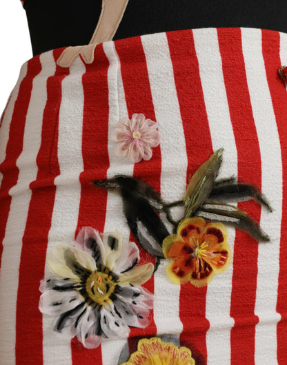 Dolce &amp; Gabbana – Ärmelloses Etui-Midikleid mit Blumenmuster in Rot und Weiß