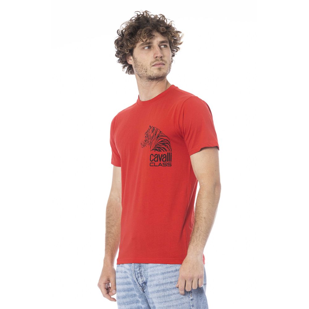 Cavalli Class Rotes Herren-T-Shirt aus Baumwolle