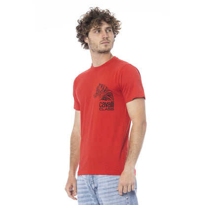 Cavalli Class Rotes Herren-T-Shirt aus Baumwolle