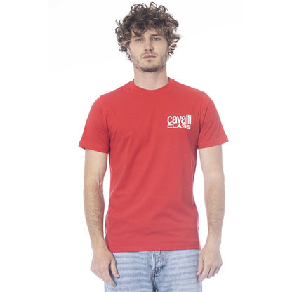 Cavalli Class Rotes Herren-T-Shirt aus Baumwolle
