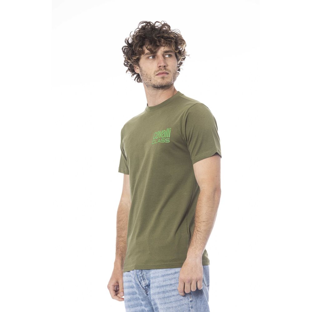 Cavalli Class Grünes Herren-T-Shirt aus Baumwolle