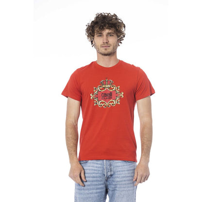 Cavalli Class Rotes Herren-T-Shirt aus Baumwolle