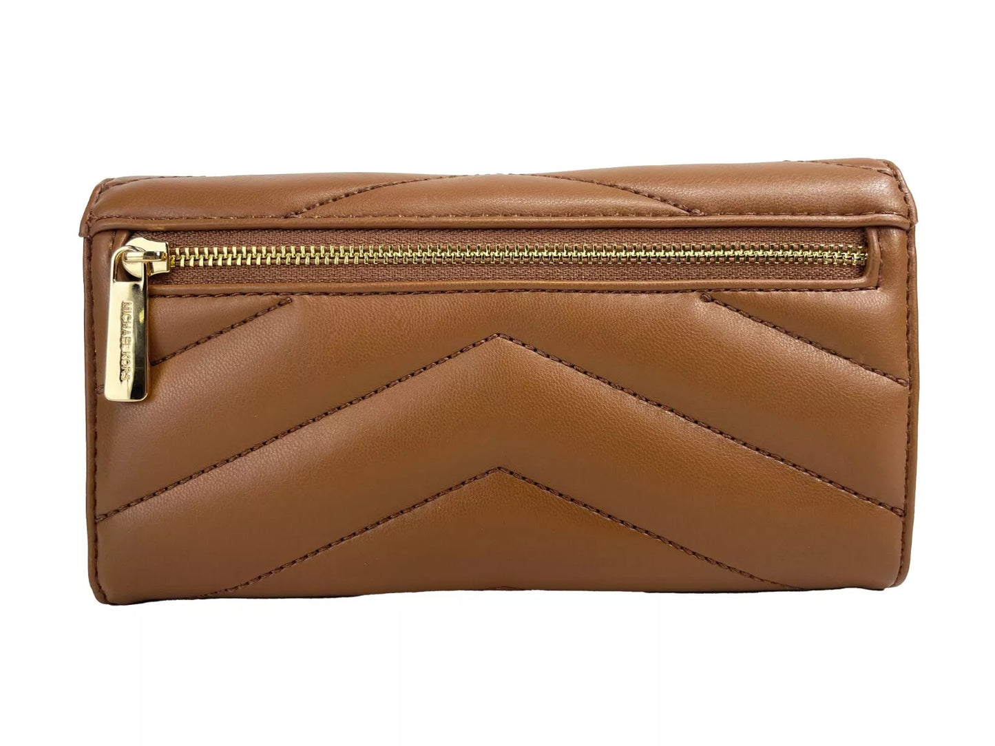 Michael Kors Jet Set Travel Große dreifach gefaltete Brieftasche aus gestepptem Leder in Braun