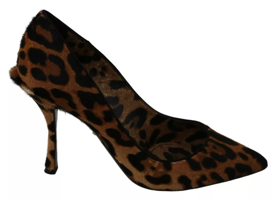 Dolce &amp; Gabbana Braune Pumps mit Leopardenmuster und Ponyhaar-Absätzen